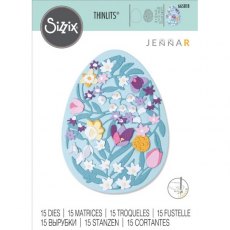 Sizzix Thinlits Die Set 15PK - Intricate Floral Easter Egg by Jenna Rushforth 665818