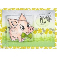 Woodware Clear Singles Fuzzie Friends Pablo The Pig 4 in x 6 in Stamp