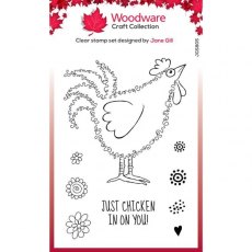 Woodware Clear Singles Fuzzie Friends Clara The Chicken 4 in x 6 in Stamp