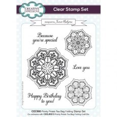 Creative Expressions Jamie Rodgers Pointy Petals Tea Bag Folding 6 in x 8 in Clear Stamp Set