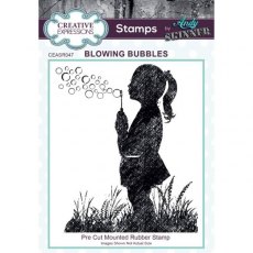 Creative Expressions Andy Skinner Blowing Bubbles 3.2 in x 4 in Rubber Stamp
