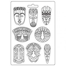 Stamperia A4 Soft Mould A4 - Savana tribal masks K3PTA4533
