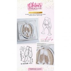 Chloes Creative Cards Die & Stamp Set - Champagne Glasses