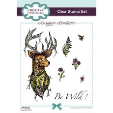 Creative Expressions Designer Boutique Doodle Deer 6 in x 4 in Clear Stamp Set