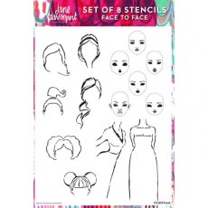 Creative Expressions Jane Davenport Face to Face Stencil Collection Set of 8
