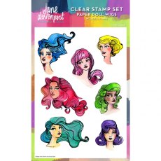 Creative Expressions Jane Davenport Paper Doll Wigs 6 in x 8 in Clear Stamp Set