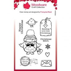 Woodware Clear Singles Owl Christmas Mail 4 in x 6 in Stamp