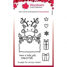 Woodware Clear Singles Festive Rudolph 4 in x 6 in Stamp