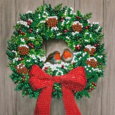 Craft Buddy Wreath & Robins 18x18cm Crystal Art Card CCK-XM105