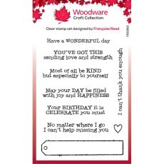 Woodware Clear Singles Long Tag Wishes 4 in x 6 in Stamp
