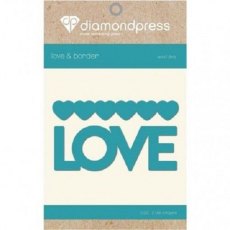 Diamond Press Word Dies - Love and Hearts Border