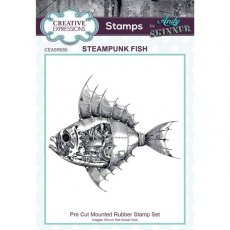 Creative Expressions Andy Skinner Steampunk Fish 3.3 in x 3.0 in Rubber Stamp