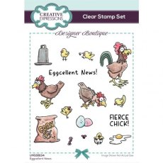 Creative Expressions Designer Boutique Eggcellent News 6 in x 4 in Clear Stamp Set