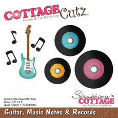 Cottage Cutz Guitar, Music Notes & Records Die