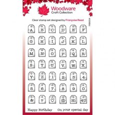 Woodware Clear Singles Mini Tag Alphabet 6 in x 8 in Stamp
