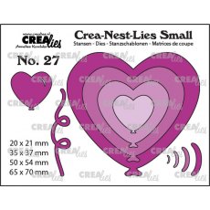 Crea-Nest-Lies Small Dies No. 27, Balloons Heart Shape 4x CNLS27