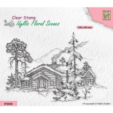 Nellie Snellen • Idyllic Floral Scenes Clear Stamps Wintery Scene with House IFS058