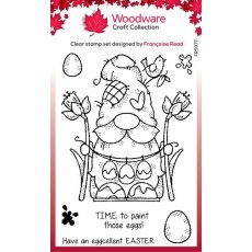 Woodware Clear Singles Egg Painting Gnome 4 in x 6 in Stamp