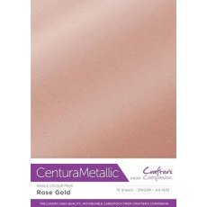 Crafters Companion Centura Pearl Metallic A4 Single Colour 10 Sheet Pack - Rose Gold
