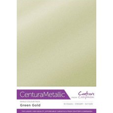 Crafters Companion Centura Pearl Metallic A4 Single Colour 10 Sheet Pack - Green Gold