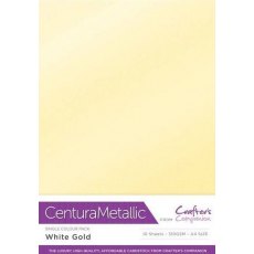 Crafters Companion Centura Pearl Metallic A4 Single Colour 10 Sheet Pack - White Gold