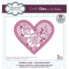 Creative Expressions Sue Wilson Frames & Tags Lace Rose Heart Craft Die