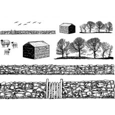 Crafty Individuals 'Walls, Barns and Trees' Red Rubber Stamp CI-625