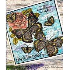Crafty Individuals 'Butterfly and Rose' Red Rubber Stamp CI-606