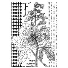 Crafty Individuals 'F is for Flower' Red Rubber Stamp CI-598