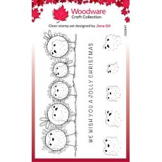 Woodware Clear Singles Bubble Robins In A Row 4 in x 6 in Stamp Set
