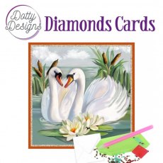 Dotty Designs Diamond Cards - White Swans DDDC1113