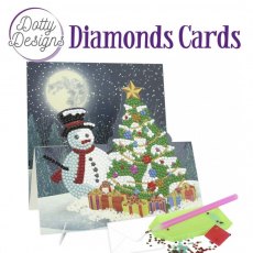 Dotty Designs Diamond Easel Card 142 - Snowman With Christmas Tree DDDC1142