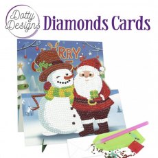 Dotty Designs Diamond Easel Card 144 - Santa And Snowman DDDC1144