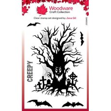 Woodware Clear Singles Haunted Tree 4 in x 6 in Stamp Set JGS845