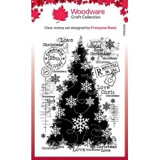 Woodware Clear Singles Snow Frosted Tree 4 in x 6 in Stamp Set