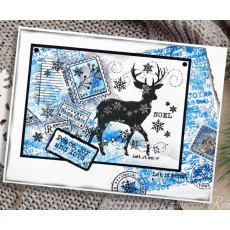 Woodware Clear Singles Winter Reindeer 4 in x 6 in Stamp Set