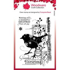 Woodware Clear Singles Christmas Robin 4 in x 6 in Stamp Set