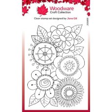 Woodware Clear Singles Petal Doodles All Bunched Up 4 in x 6 in Stamp Set