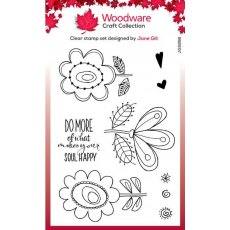 Woodware Clear Singles Petal Doodles Happy Soul 4 in x 6 in Stamp Set
