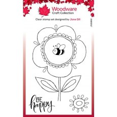 Woodware Clear Singles Petal Doodles Be Happy 4 in x 6 in Stamp Set