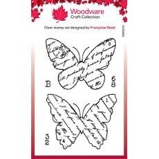 Woodware Clear Singles Torn Paper Butterflies 3 in x 4 in Stamp