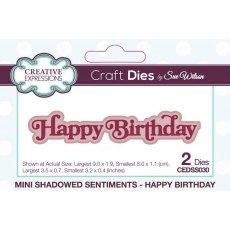 Creative Expressions Sue Wilson Mini Shadowed Sentiments Happy Birthday Craft Die