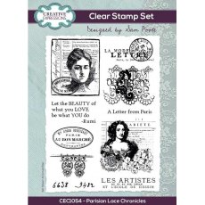 Creative Expressions Sam Poole Parisian Lace Chronicles 6 x 8" Clear Stamp Set