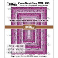 Crea-Nest-Lies XXL Dies no. 130, Rectangles With Rough Edges and Stitchlines CLNestXXL130