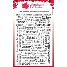 Woodware Clear Singles Flower Names 4 in x 6 in Stamp Set