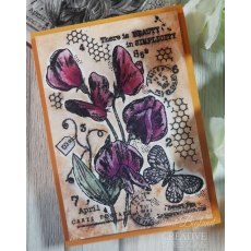 Woodware Clear Singles Sweet Pea Postcard 4 in x 6 in Stamp Set