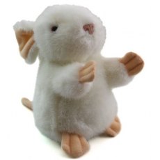 Living Nature 14cm Small Sitting White Mouse Soft Toy Gift