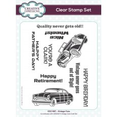 Creative Expressions Vintage Cars 6 in x 8 in Clear Stamp Set