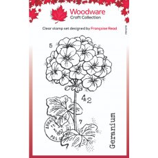 Woodware Clear Singles Mini Geranium 3 in x 4 in Stamp Set