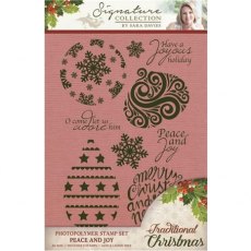Crafters Companion Sara Signature Traditional Christmas Collection - Peace and Joy Stamp Set